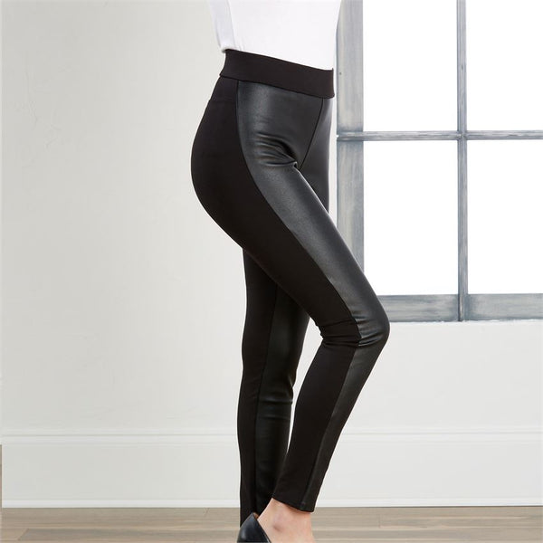 Mudpie Liam Knit Contrast Faux Leather Legging - Necessities Boutique