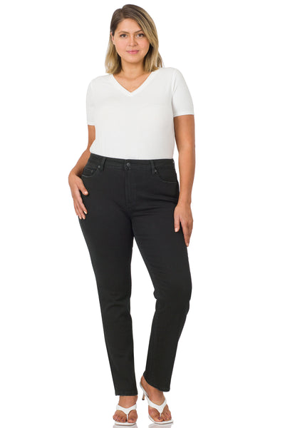 Zenana Plus Mid-Rise Straight Leg Frayed Jeans - Necessities Boutique