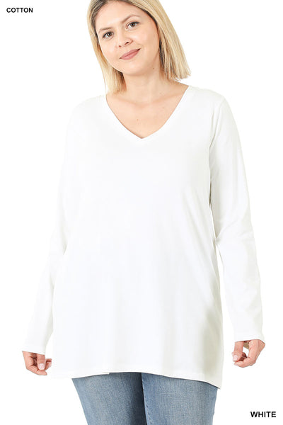 Zenana Plus Cotton V-Neck Basic T-Shirt - Necessities Boutique