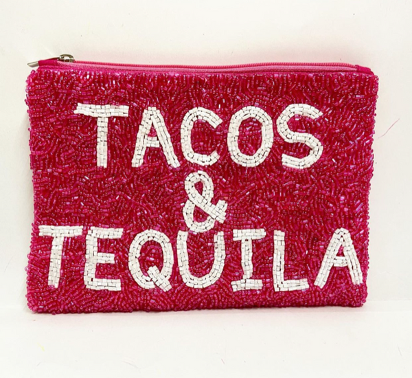 Tacos & Teq Beaded Pouch - Necessities Boutique