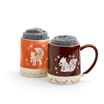 Two's Company Woodland Whimsey Sock & Mug Set - Necessities Boutique