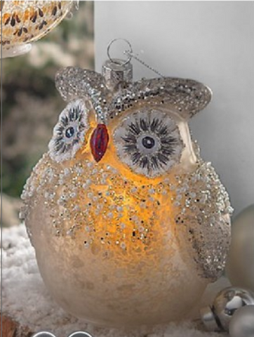 LuxuryLite LED Owl Glass Ornament - Necessities Boutique