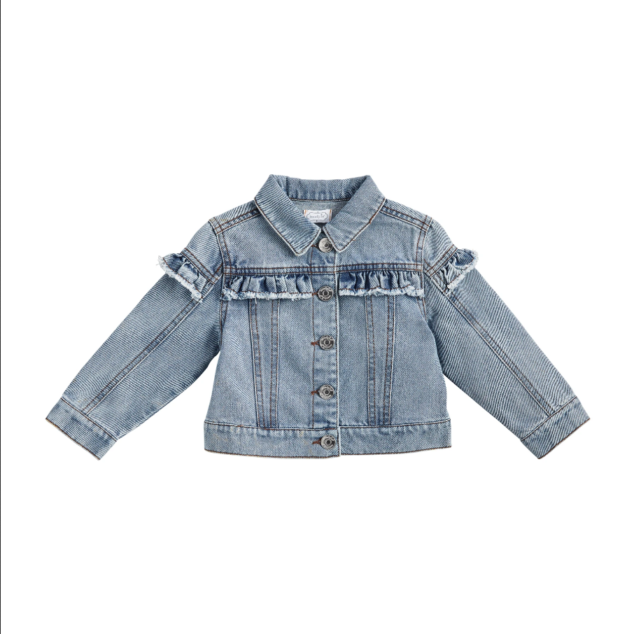 Mudpie Toddler Girl's Ruffle Denim Jacket - Necessities Boutique
