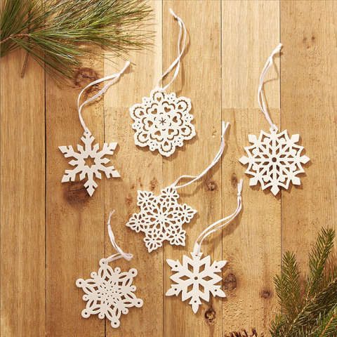 Two's Company Snow White Porcelain Snow Flake Ornaments - Necessities Boutique