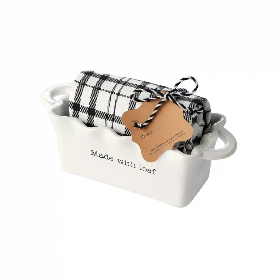 Mudpie Ceramic Loaf Pan & Towel Set - Necessities Boutique