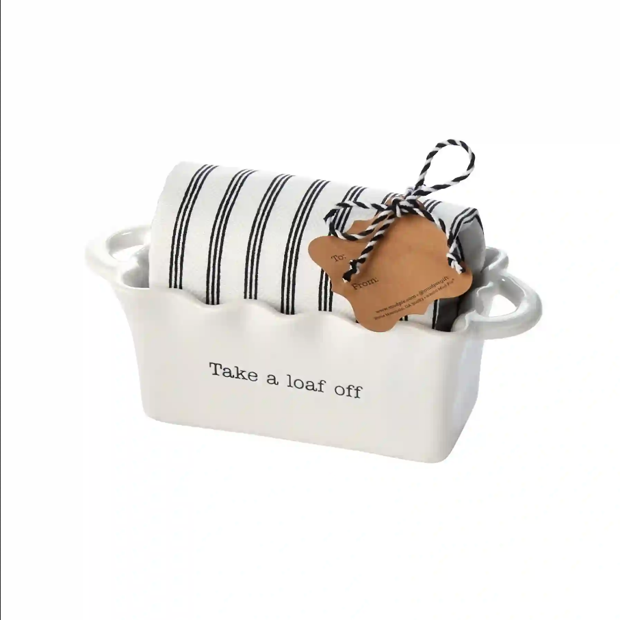 Mudpie Ceramic Loaf Pan & Towel Set - Necessities Boutique
