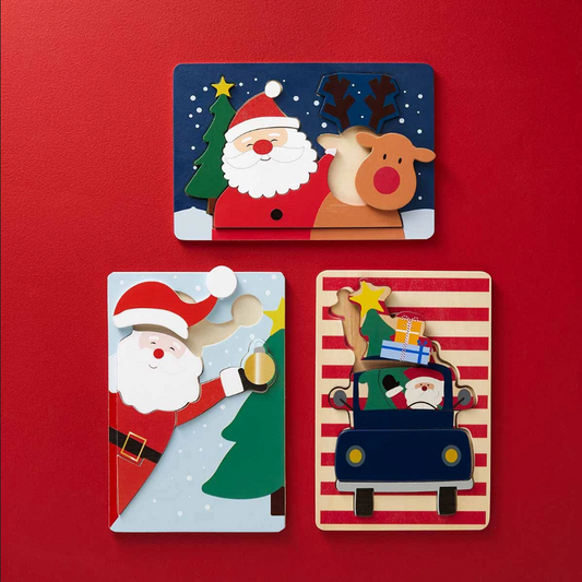 Mudpie brand Wood Santa Puzzle - Necessities Boutique