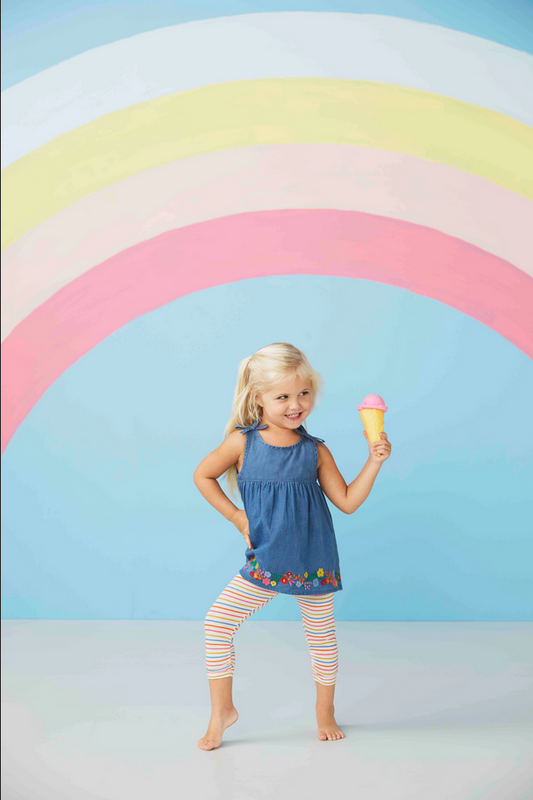Mudpie Denim Toddler Tunic & Stripped Legging Set - Necessities Boutique