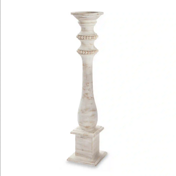 Mudpie Bead Trim White-Washed Candlestick Holders - Necessities Boutique