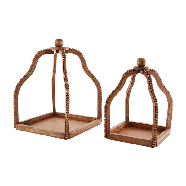 Mudpie Beaded Trim Wood Lanterns - Necessities Boutique