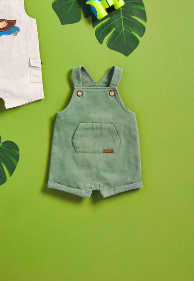 Mudpie Olive Green Baby Overalls - Necessities Boutique