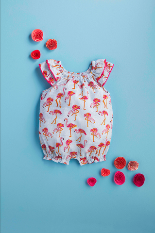 Mudpie Flamingo Baby Romper - Necessities Boutique