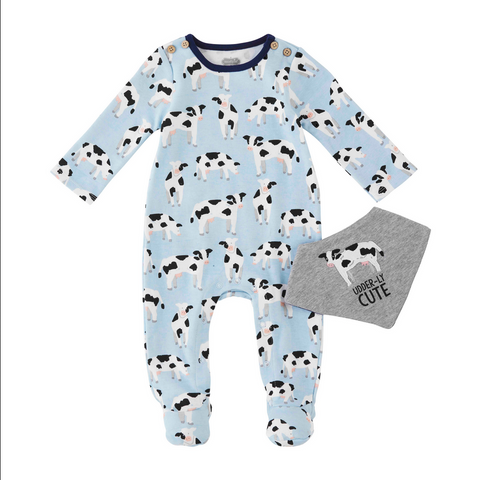 Mudpie Cow Print Baby Sleeper Set - Necessities Boutique