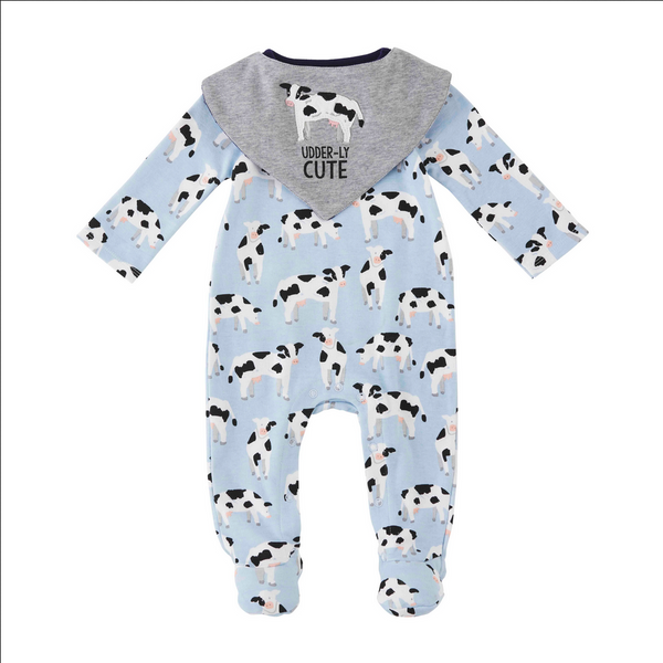 Mudpie Cow Print Baby Sleeper Set - Necessities Boutique