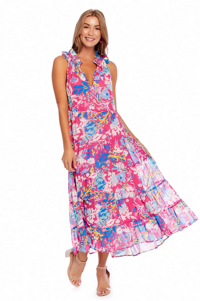 Mudpie Indy Pink Floral Dress - Necessities Boutique