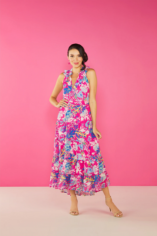 Mudpie Indy Pink Floral Dress - Necessities Boutique