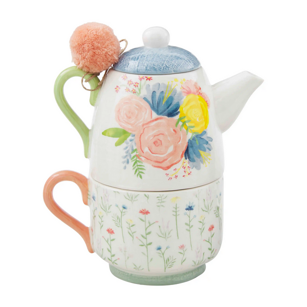 Mudpie Floral Tea-for-One Tea Pot Set - Necessities Boutique