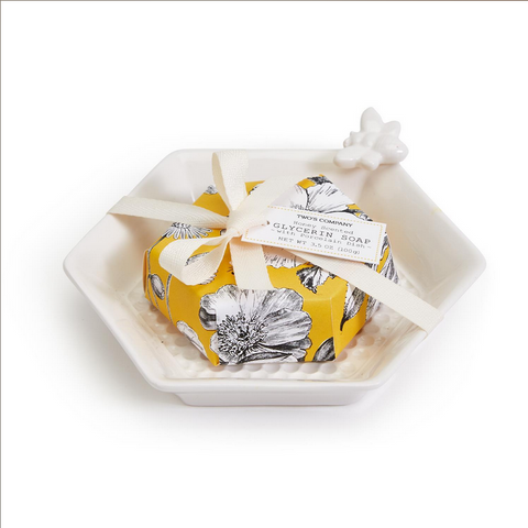 Two's Company Bee Clean Honey Soap with Honeycomb Dish - Necessities Boutique