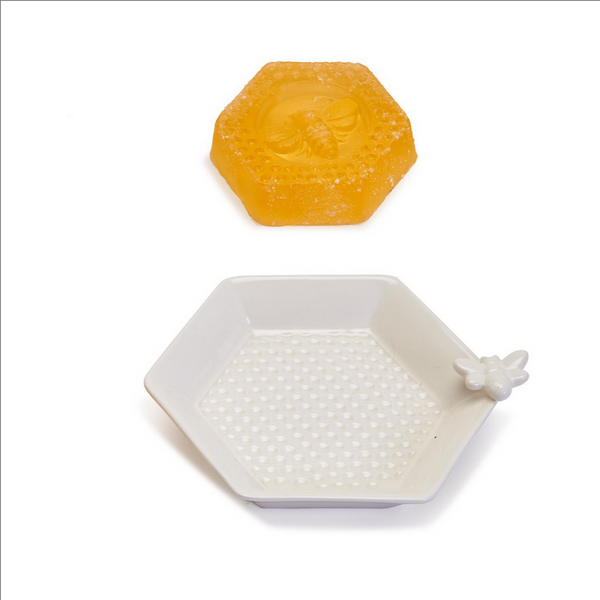 Two's Company Bee Clean Honey Soap with Honeycomb Dish - Necessities Boutique