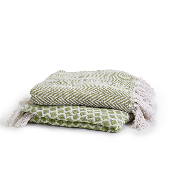 Two's Company Countryside Asst. Green Cotton Throws - Necessities Boutique