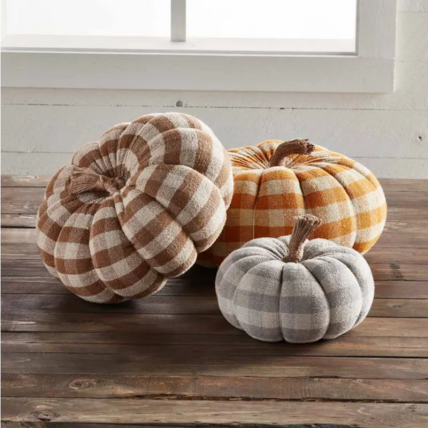 Mudpie Gingham Plaid Burlap Pumpkin Sitter Collection - Necessities Boutique