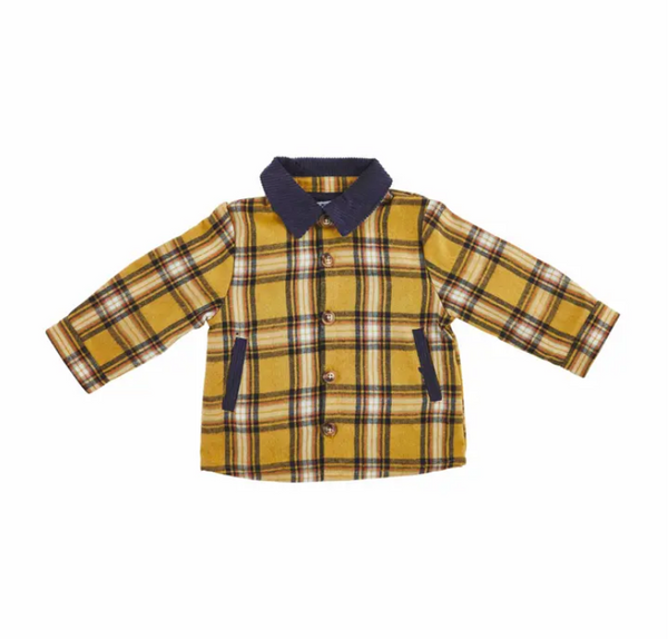 Mudpie Mustard Plaid Toddler Shacket - Necessities Boutique