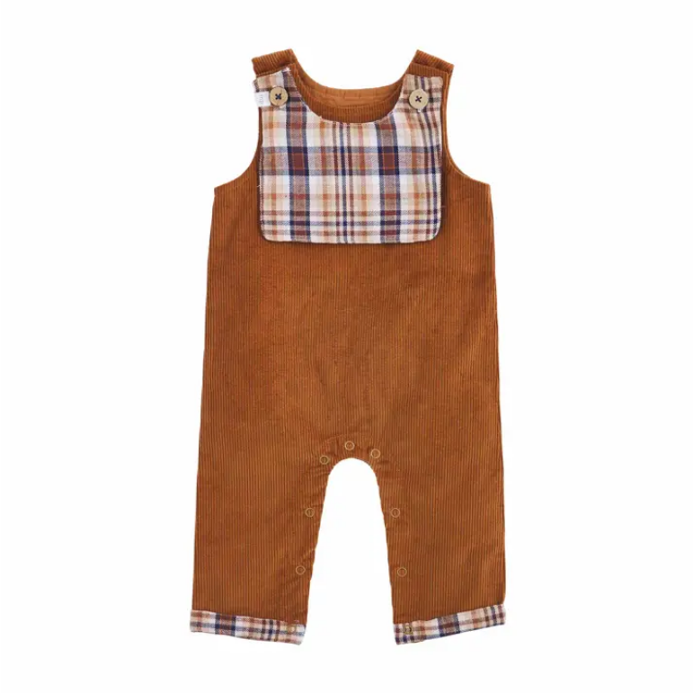 Mudpie Little Boys Corduroy Reversible Overall & Bib Set - Necessities Boutique