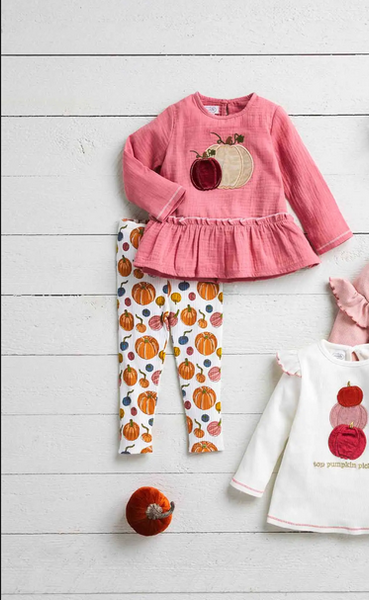 Mudpie Velvet Pumpkin Applique Tunic & Legging Set - Necessities Boutique