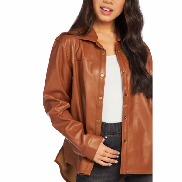 Mudpie Salem Faux Leather Shacket - Necessities Boutique