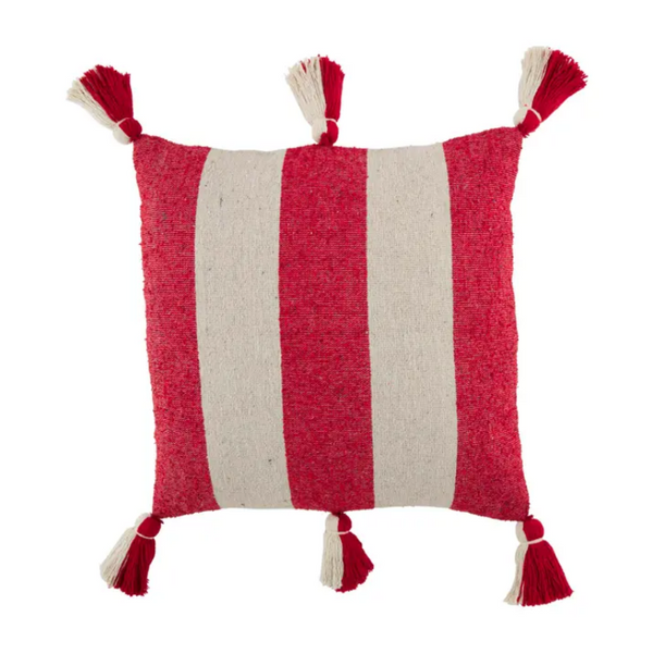 Mudpie Red & White Stripe Cotton Holiday Pillow Collection - Necessities Boutique