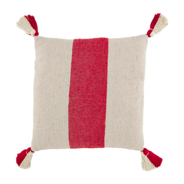 Mudpie Red & White Stripe Cotton Holiday Pillow Collection - Necessities Boutique