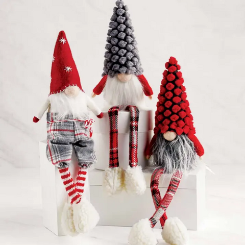 Mudpie Grey & Red Christmas Gnome Collection - Necessities Boutique