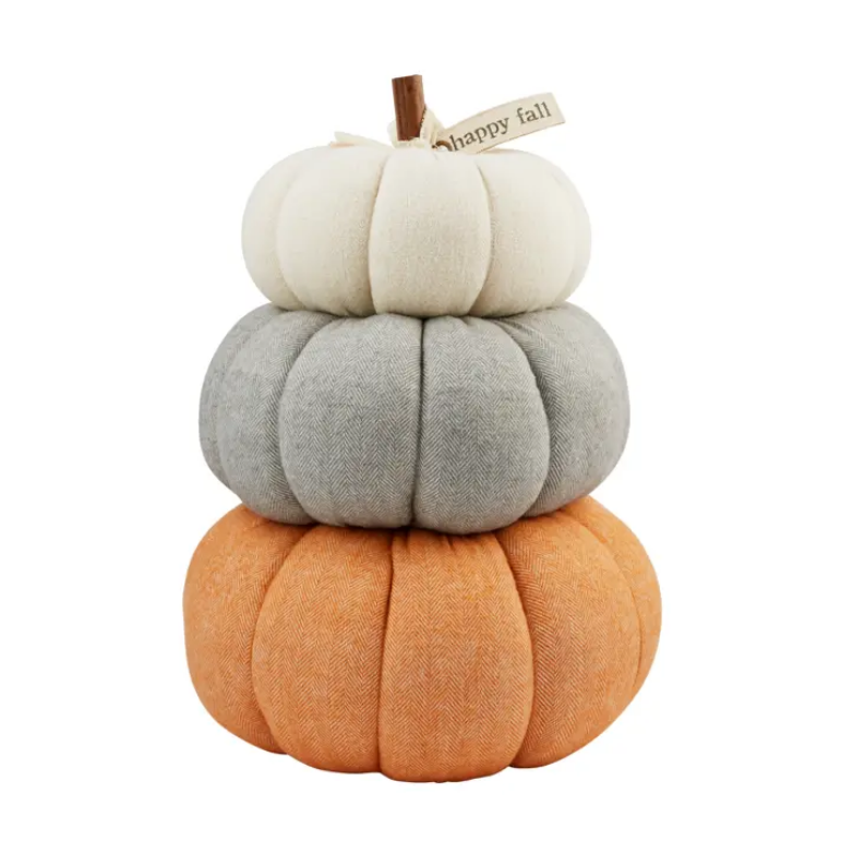 Mudpie Herringbone Patterned Pumpkin Stack - Necessities Boutique