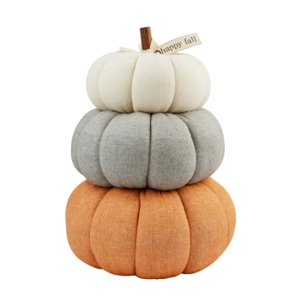 Mudpie Herringbone Patterned Pumpkin Stack - Necessities Boutique