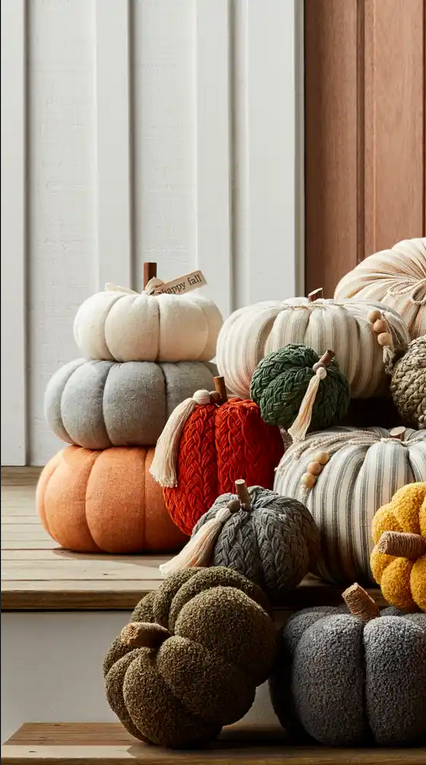 Mudpie Herringbone Patterned Pumpkin Stack - Necessities Boutique