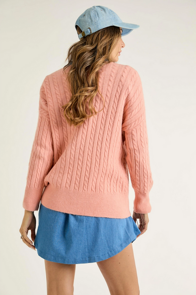 J.NNA Cable Knit Classic V-Neck Sweater - Necessities Boutique