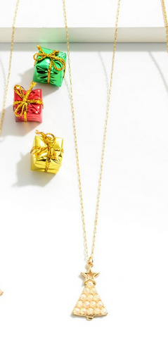 City Gold Chain Link Christmas Tree Necklace - Necessities Boutique