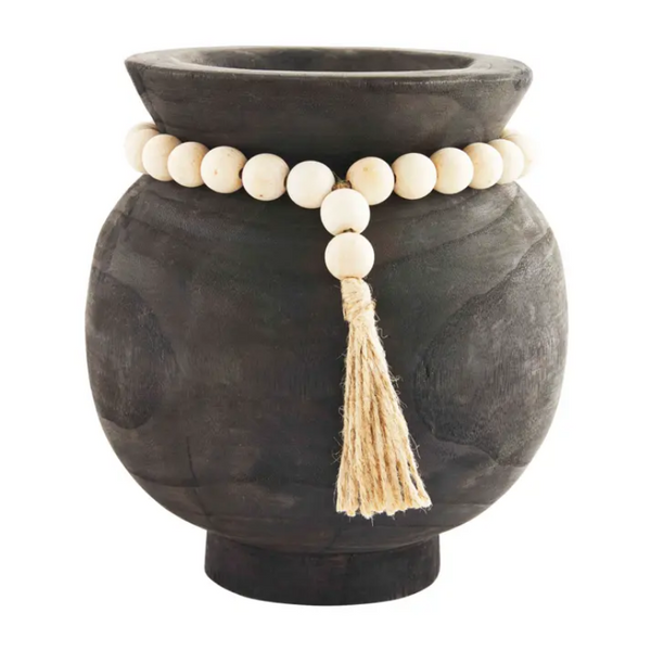 Mudpie Black Paulownia Wood Beaded Pot - Necessities Boutique