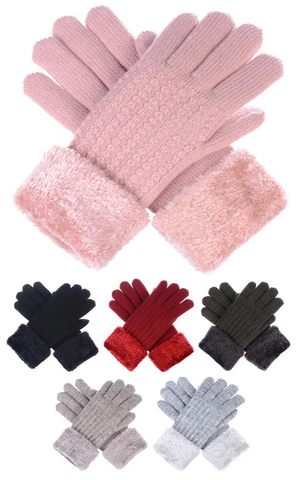 Be Your Own Style Ladies Cable Knitted Gloves w/ Faux Fur Lined - Necessities Boutique