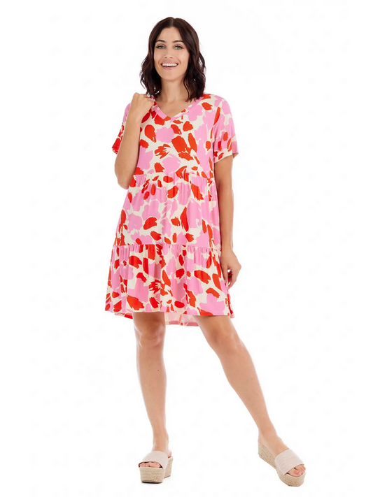 Mudpie Tammy Pink Tiered Dress - Necessities Boutique
