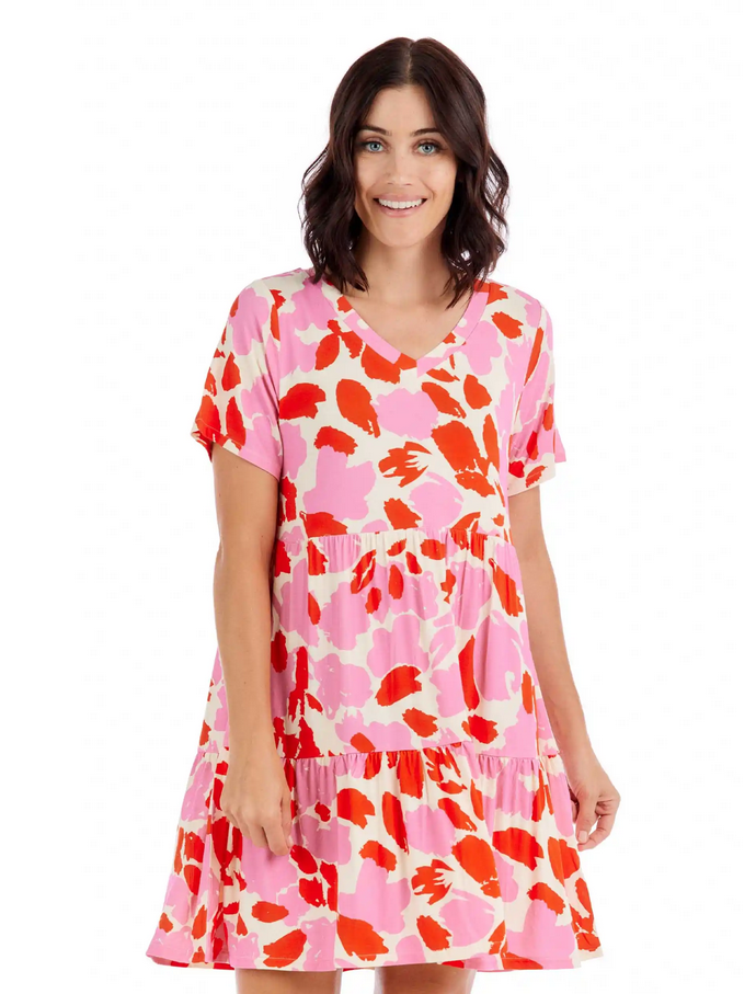Mudpie Tammy Pink Tiered Dress - Necessities Boutique