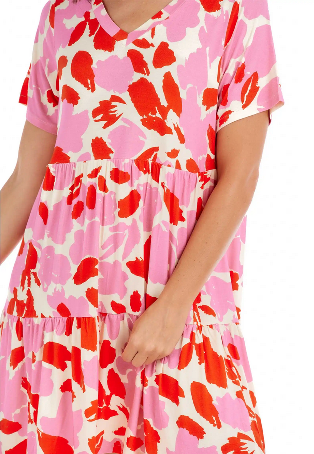 Mudpie Tammy Pink Tiered Dress - Necessities Boutique