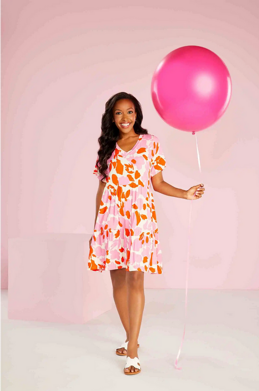 Mudpie Tammy Pink Tiered Dress - Necessities Boutique