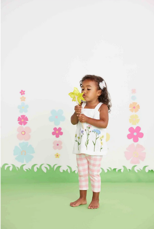Mudpie Flower Embroidered Pinafore or Tunic/Pant Set - Necessities Boutique
