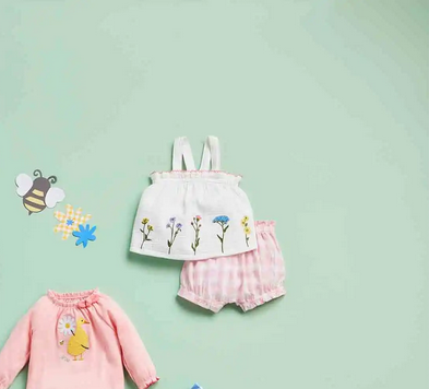 Mudpie Flower Embroidered Pinafore or Tunic/Pant Set - Necessities Boutique