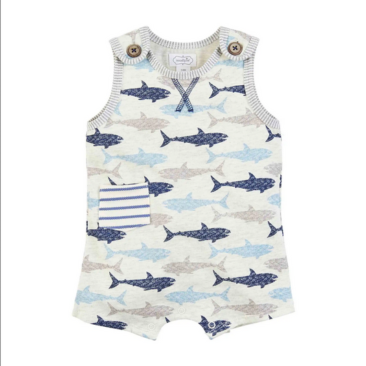 Mudpie Shark Baby Shorts Romper - Necessities Boutique