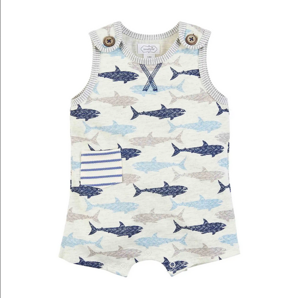 Mudpie Shark Baby Shorts Romper