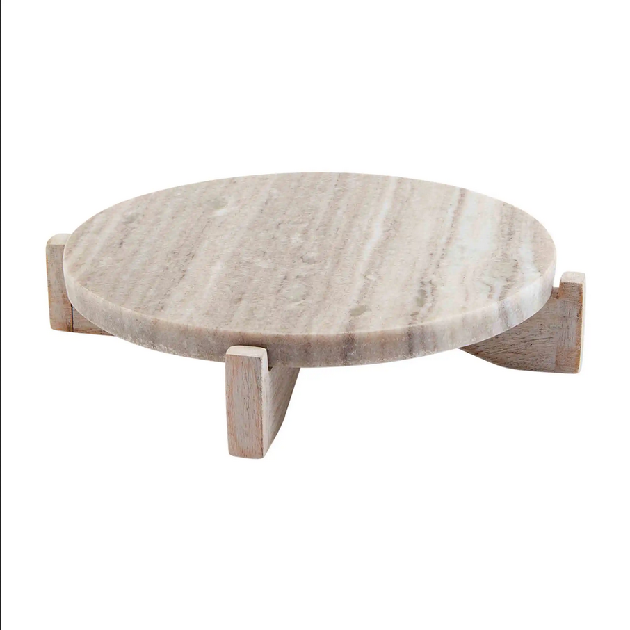 Mudpie Marble & Wood Pedestal Stand - Necessities Boutique