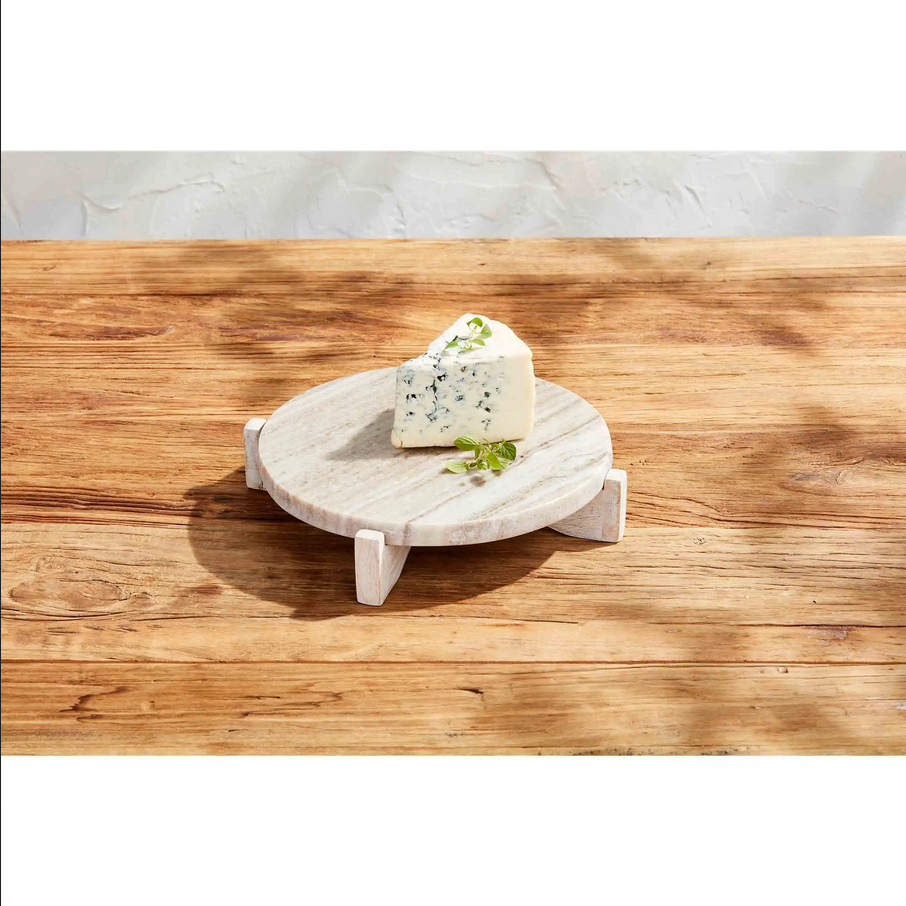 Mudpie Marble & Wood Pedestal Stand - Necessities Boutique