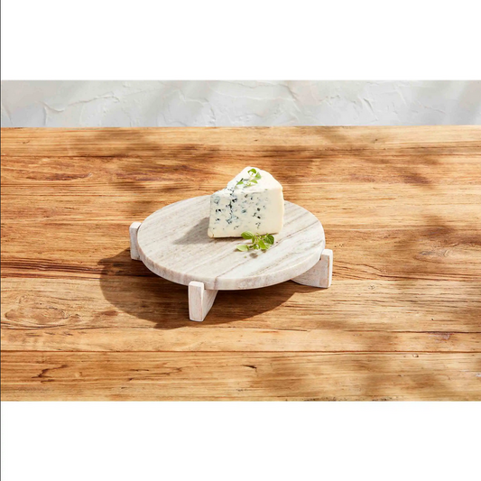 Mudpie Marble & Wood Pedestal Stand - Necessities Boutique